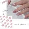 Falska naglar rosa mandelpress-nagel glansigt fullt omslag konstgjorda med strass för kvinnor och flickor dekoration