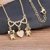 Hot Sale Menina Personalizada menina Coração Zircão 14k Colar de Pingente de Ouro Amarelo Mulheres Crianças Jóias de Aniversário da Família Mães 885