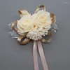 Decorative Flowers Wedding Decoration Mariage Rose Wrist Corsages Hand Flower Silk Lace PE Foam Artificial Brides Bridesmaid Christmas