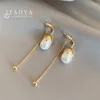 Dangle Earrings Design Multiple Wearing Methods Pearl Earstud Metal Tassels Long For Women 2024 Fashion Jewelry Accessories