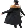 Frauen Graben Mäntel Mode Mantel Winter Gefälschte Pelz Kragen Übergroßen Lange Jacke Frau Warme Futter Weibliche Puffer Parkas Mujer 2024