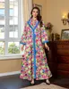 2024 Spring New Muslim Women Robe Jalabiya Middle East Saudi Arabia Fashion Hot Diamond Multicolored Printing Evening Party Dresses