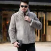 Designer Imitation Mink Fur Mens Hat Full Black Coat Haining BXC7