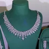 Комплект ожерелья и серег, модные свадебные аксессуары из 4 предметов с кристаллами кубического циркония, женское платье в Нигерии, свадебное платье в Дубае