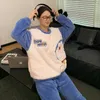 Vêtements de nuit pour femmes Anime Doraemon Modèle Femmes Pyjamas Ensemble Adulte Hiver Épaissir Pyjamas Homewear Corail Velours Pijama Loungewear Vêtements