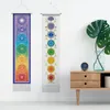 Tapisseries Lotus Chakras Tapisserie Tenture murale Yoga Longue verticale avec pompon pour la décoration intérieure 12,8 x 51,2 pouces