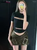 Skirts Weird Puss Y2K Leather Luxury Women Summer Fashion Cross Belt Zipper Solid Wild Streetwear Peach Hip Low Waist Bottoms