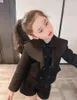 Set di abbigliamento Ragazza invernale Set da 2 pezzi in tweed Bambini Abito nero Abbigliamento per 2-10 anni Cappotto Capispalla Pantaloncini Abiti vintage