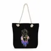 Evening Bags Thick Rope Travel Beach Tote Fashion Women Feather Shoulder Bag High Quality Korean Style Dream Catcher Tree Print Handbags