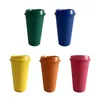 Tasses 473ml / 16oz Ins Macarone Belle tasse à café de couleur unie Simple Mode Eau Réutilisable Tasse de boisson de voyage en plastique