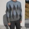 Men's Sweaters 2024 Elegant Autumn Winter Hip Hop Style Sweater Male Plaid Pullovers Street Famous Knitted Clothing For Couple M136