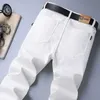 Jeans pour hommes Hommes marque mode blanc jean affaires décontracté Style classique coupe ajustée pantalon doux mâle marque avancée Stretch pantalon rouge kaki YQ240205