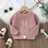 Citgeett Spring Easter Toddler Baby Girl Sweter Bunny Hafdery Haftowanie Knitwear długoterminowy Ubrania