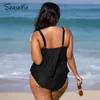 Mulheres Swimwear Plus Size Flounce Tankini Cintura Alta Conjuntos de Biquíni Para Mulheres Sexy Grande Duas Peças Maiô Praia Terno de Natação