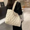 Kadınlar için büyük puffer tote çanta kapitone çanta çantası kış kabarık aşağı pamuklu yastıklı omuz çantası kadın alışveriş çantası 2023 240118