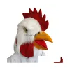 Maschere per feste Bianco P Testa di gallo Er Maschera in lattice Fl Faccia Pollo Divertente Animale Vestire Prom Halloween Cosplay 230206 Drop Delivery Hom Dhzcv