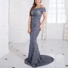 Nuevo Vestido De graduación De sirena gris, un hombro, sin mangas, lentejuelas, vestidos formales De noche largos De lujo, bata De noche árabe Dubai