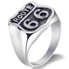 Cluster Rings Fashion US Route66 Ring For Men Motor Biker Men's Jewelry Vintage Retro Males Stainless Steel