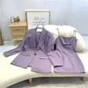 İş Elbiseleri Kadınlar Sonbahar Kore Moda Takım Mor Sling Elbise İki Parça Seti 2024 Kadın Gevşek Sıradan Blazer Mini Etek