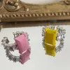 Cluster Rings Hangzhi Ines Hyperbol Square Geometry Candy Color Oregelbundet Zircon Emamel Open Trendy Jewelry for Women Girls 2024
