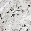Kadınlar için Kadınlar Bozlar Kadınlar İçin Gömlekler Vintage Yarım Kollu Graffiti Baskı Polo-Neck Sıradan Tek Göğüslü Kore tarzı Tek Parçalı Bluz Tops