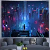 Tapissries Fantasy Punk Neon Streetcape Futuristic Tapestry Wall Hanging CityScape filt Art Bedroom Home Living Room Dorm