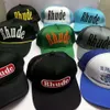 2024Ball Caps nuovo Casual a tesa larga protezione solare esterna Rhude berretto da baseball uomo donna alta qualità streetwear verde blu Rhude cappello regolabile