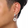 Boucles d'oreilles pendantes FIREBROS 2024 Or Noir Argent Couleur Acier inoxydable David Star Hoop Boucle d'oreille Hommes Femmes Israël Bijoux religieux