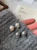 French Linen White Inlaid Zircon Pearl Earrings for Women 2024 Light Luxury High-End Charm Banquet Jewelry Trend