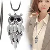 Pendant Necklaces 2024 Fashion Black Color Owl Necklace For Women Choker Girls Pendants Long Chain Sweater Bijoux Jewelry