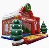 カスタマイズされた屋外印刷クリスマストランポリンインフレータ可能な雪だるまをテーマにしたバウンスハウスジャンプキャッスル遊び場機器