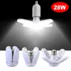 28W قابلة للطي المصباح E27 Fan Blade LED مصباح AC 220V 110V BOMBILLA LAMPADA SPATIONT