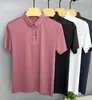 Herren Polos High-End-Marken-Poloshirt Kurzarm-Top Sommermode Stickerei Business Casual Nahtloses Eisseide-atmungsaktives T-Shirt