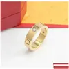 Anillos de banda Logotipo original Grabado 6 mm Anillo de amor de diamante 18k Oro Sier Rose 316L Acero inoxidable Mujer Hombre Amante Joyería de boda Gota D DHQPW