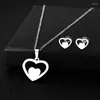 Collier boucles d'oreilles ensemble mode acier inoxydable amour Simple vent coeur clavicule Sexy