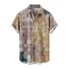 Camicie casual da uomo Camicia estiva multicolore con stampa a quadretti a maniche corte Manica a T da uomo alla moda