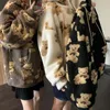 Jaquetas femininas dos desenhos animados urso lã de cordeiro casacos de inverno 2024 jaqueta com capuz casual oversized topos roupas femininas bonito coreano y2k