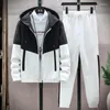 Herrspåriga Cardigan Jackets Pants Sportwear Sets Men Patchwork Sport Suit DU Casual Tracksuit Male Par's Sweat Suits 6 Colors S-5XL