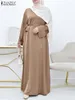 Etniska kläder muslimska klänning dubai kalkon abaya zanzea mode kvinnor hijab sundress jilbab islamisk höst solid parti vestidos kaftan