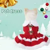 Vestido de gola de pele de vestuário de cachorro festivo com bom trabalho de acabamento Bells Bowknot Decor for Christmas Cat Holiday