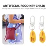 Keychains 10 PCS Key Chain Food Keychain Bag Play Play Purse Hanging Charms Mini Simulation Keyring Artificial Lovers