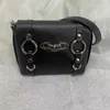 Niche Matte Black Motorcycle Bag Viviane Westwood leather Handbag Designer Bags Shoulder Crossbody Rivet Messenger Bag 240123