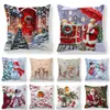 Pillow Merry Christmas Cover Gift Santa Snowman Angel Reindeer Robin Printed Winter Home Decor Pillowcase For Sofa
