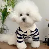 Hundebekleidung Kleidung Teddy York Shire Poloshirt Sommerkleid Gestreiftes Haustier-T-Shirt-Kostüm Weicher Pulloveranzug für Welpen