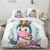 Ensembles de literie enfants bébé rose dessin animé mignon licorne blanche housse de couette colorée et bleue licornes décoration de chambre pour filles Gitf