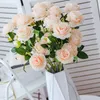 Kwiaty dekoracyjne 60 cm w stylu europejskim 3 piwonia sztuczne domowe domowe wesele fałszywe wazon jedwabny bukiet kwiat róży