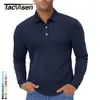 TACVASEN Polo's met lange mouwen Sneldrogende T-shirts Heren Ademende sport-T-shirts Casual golfpoloshirts Werk-T-shirt Trui Tops Heren 240125