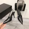 Designerskie obcasy damskie buty luksusowe pompki slingback w patentowej skórzanej obcasie spiczaste palce z sukienkami pudełkami przyjęcie weselne