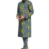 Tracki męskie swobodny afrykańskie zestawy nadruków z długich rękawów spodnie Dostarczone męskie stroje z mody w Nigerii