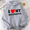 Sweats à capuche pour femmes I Love My Boyfriend Girlfriend Print Couples Assortiment Sweet Lover Sweatshirt Harajuku Casual Y2k Tops Couple Vêtements